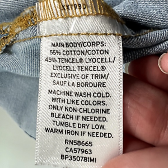 BP Light Blue Denim Bleached Distressed Button Up Collared Shirt Women's small - Picture 4 of 6